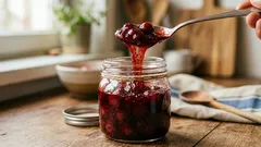 Esta compota de cereja leva menos açúcar — e engrossa naturalmente por si só
